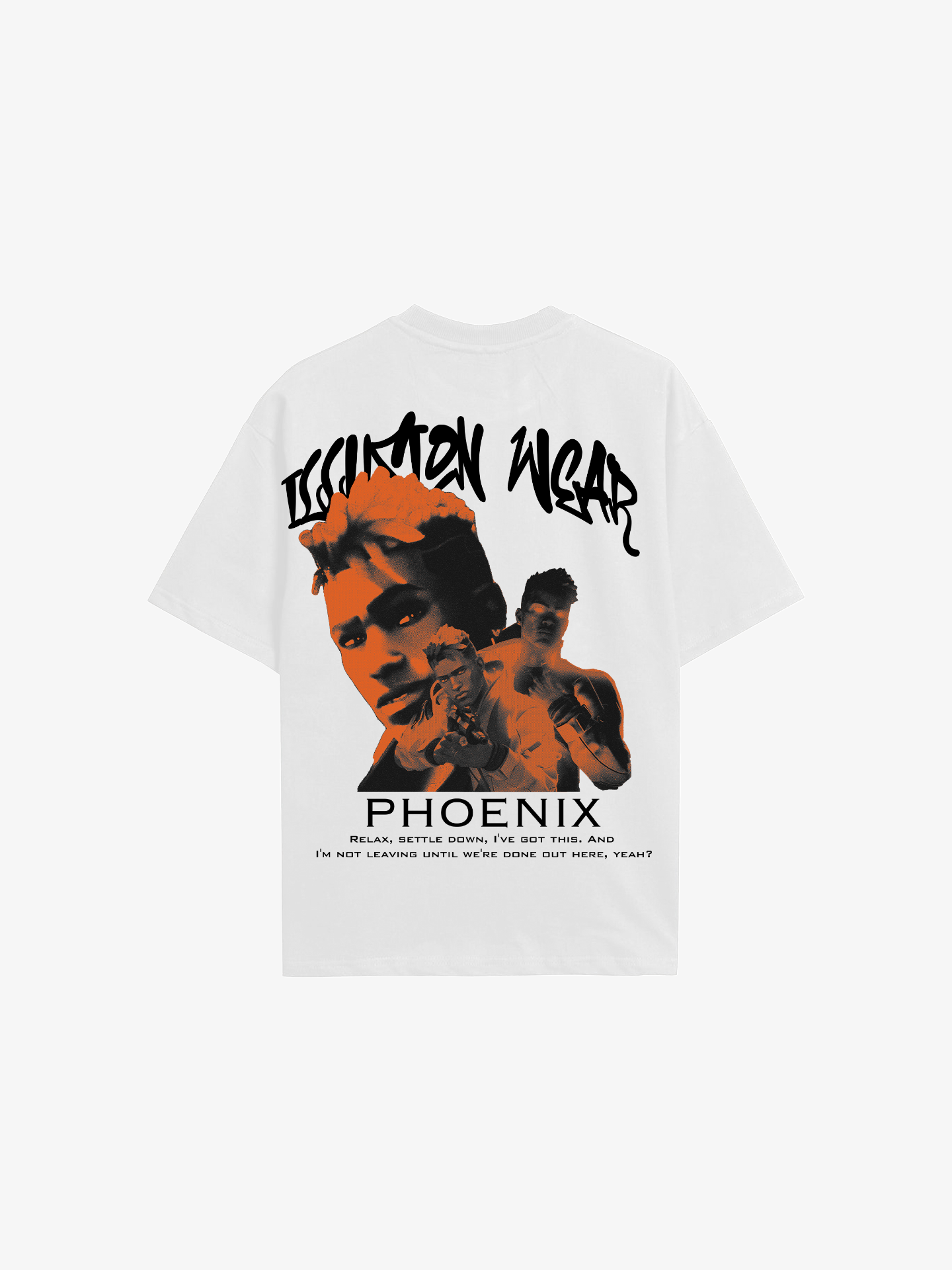 compressed-Phoenix valorant crewneck tee back (white)